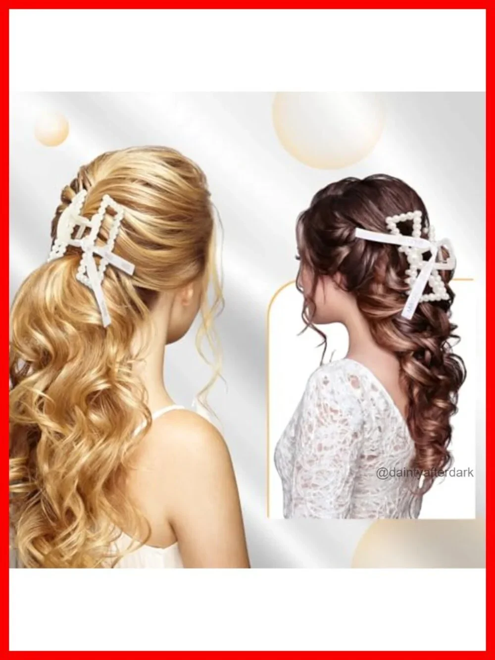 11 Pcs Bridesmaid Pearl Hair Clips with Ribbon Claw Clips 3.15 Inch